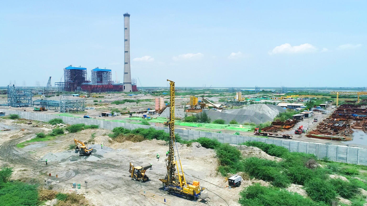 Constructing foundations for a power station project